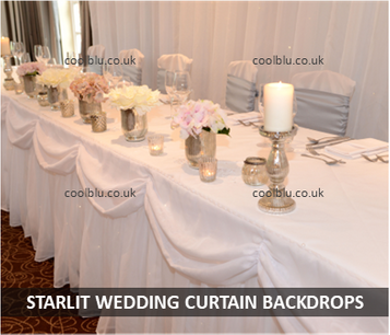 Starlit Wedding Curtain Backdrops| Starlit Table Skirts | Darlington | Middlesbrough
